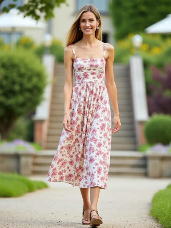 Gathered Midi Summer Dress